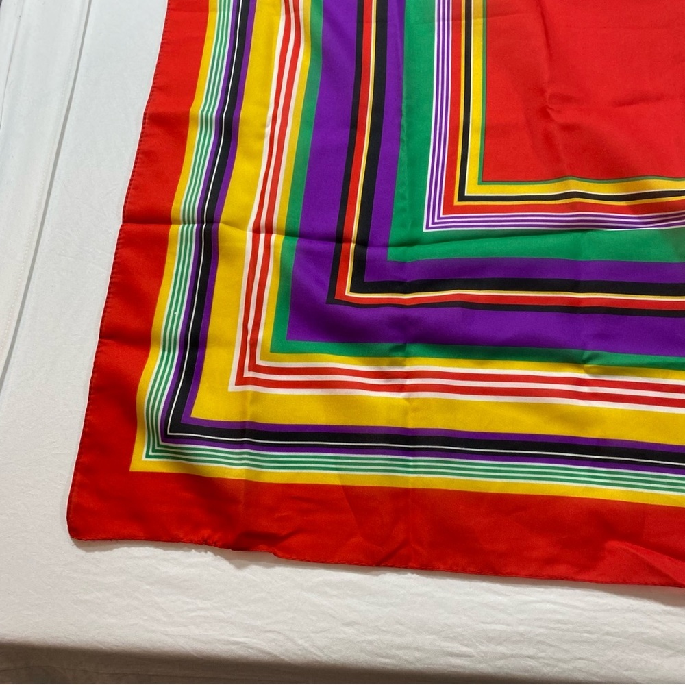 Multi color scarf hankerchief Feminine orange red white blue green yellow scarf - Picture 2 of 7